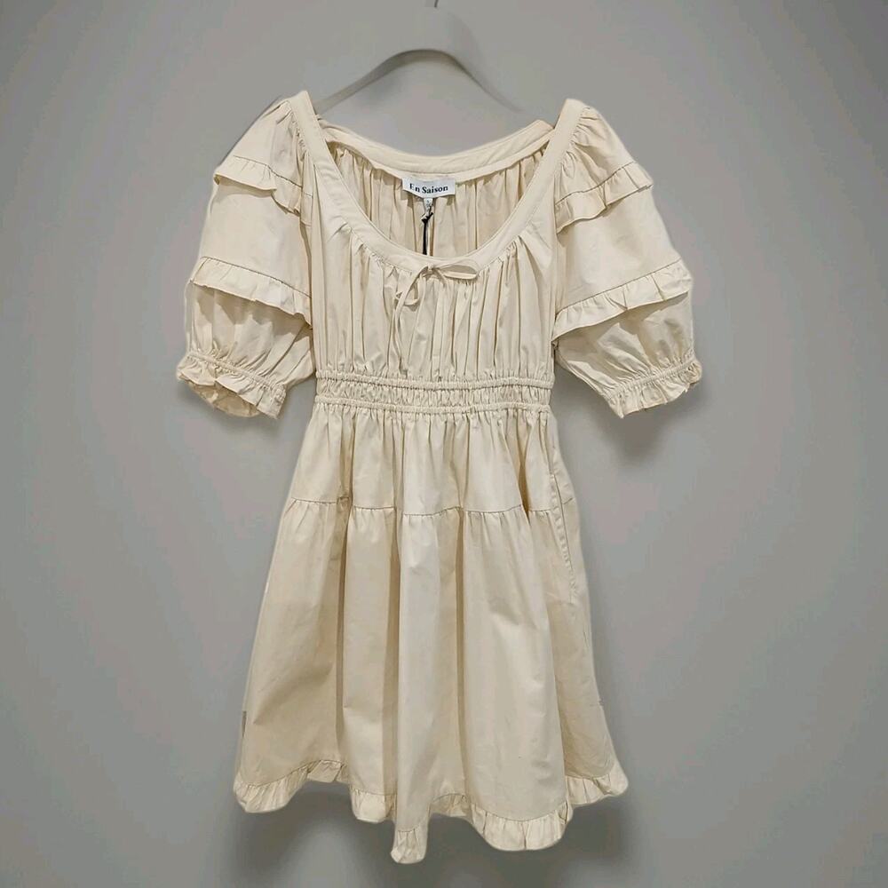 En Saison Cotton Pop Mini Dress Small Ivory